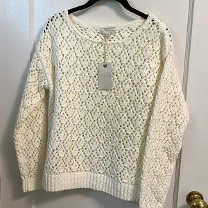 Pointelle Chenille Pullover Sweater